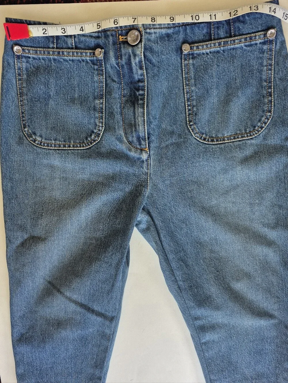 CHANEL Capri Pants Blue Denim Bermuda High Rise Size 40 = 8 NEW